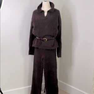Mink Cashmere Chocolate brown pant suit brand new